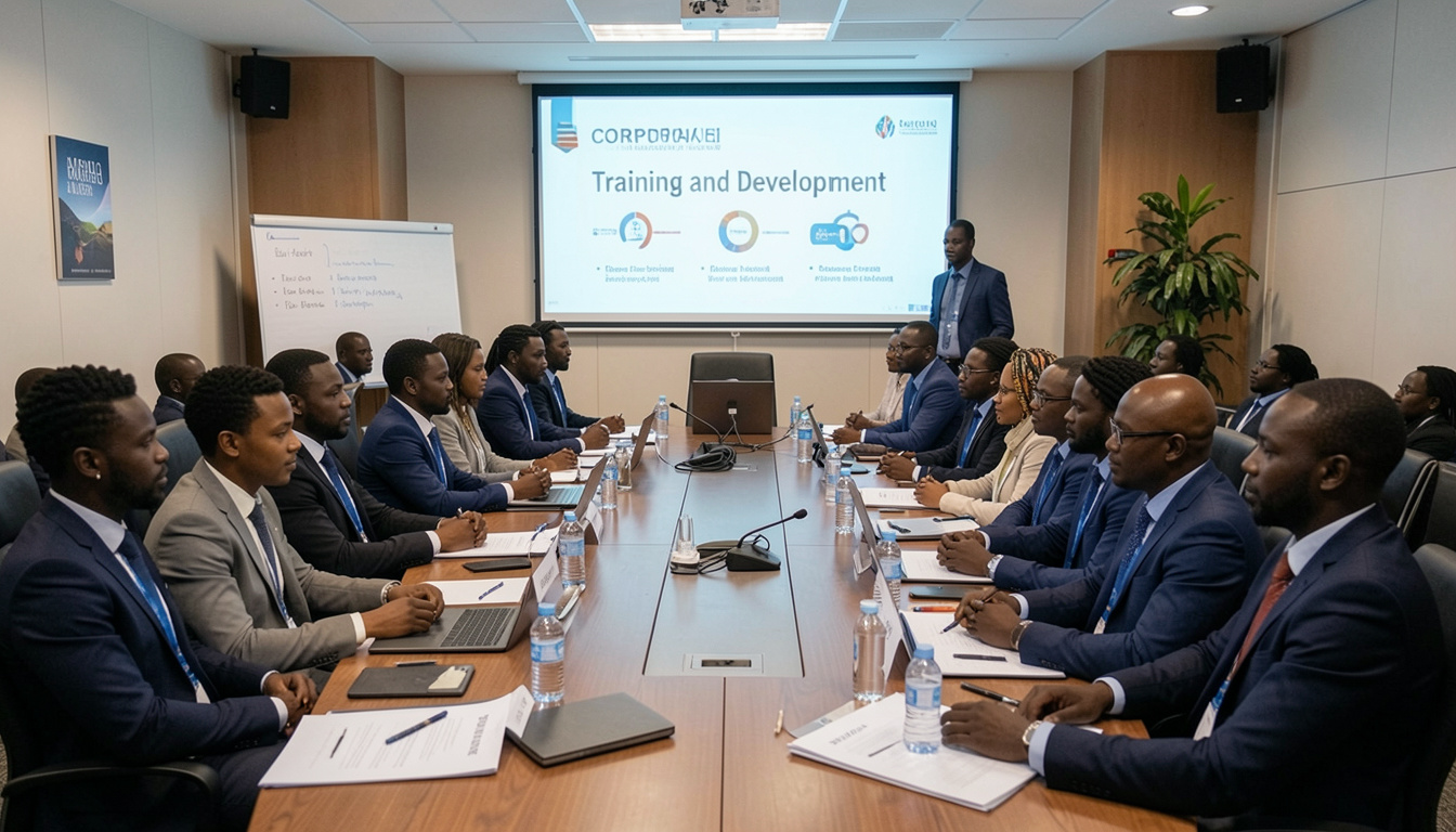 African professionals in a training and development workshop