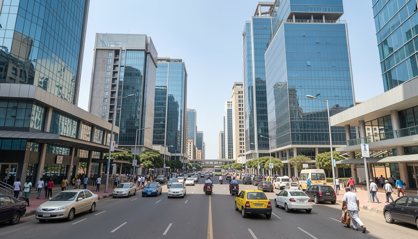 Nairobi business district cityscape